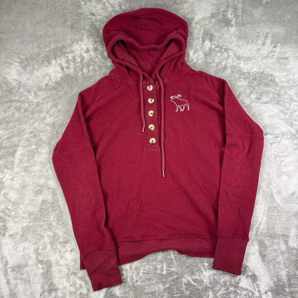 Abercrombie & Fitch Tops - Abercrombie & fitch red Half Button Pullover Hoodie Women's Size S